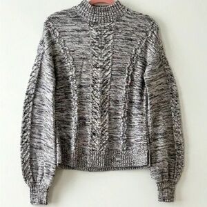 100% Cotton Marled Cable Knit Sweater, M